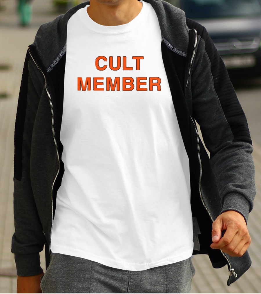 Cult Member Text In Bold Orange T-Shirt