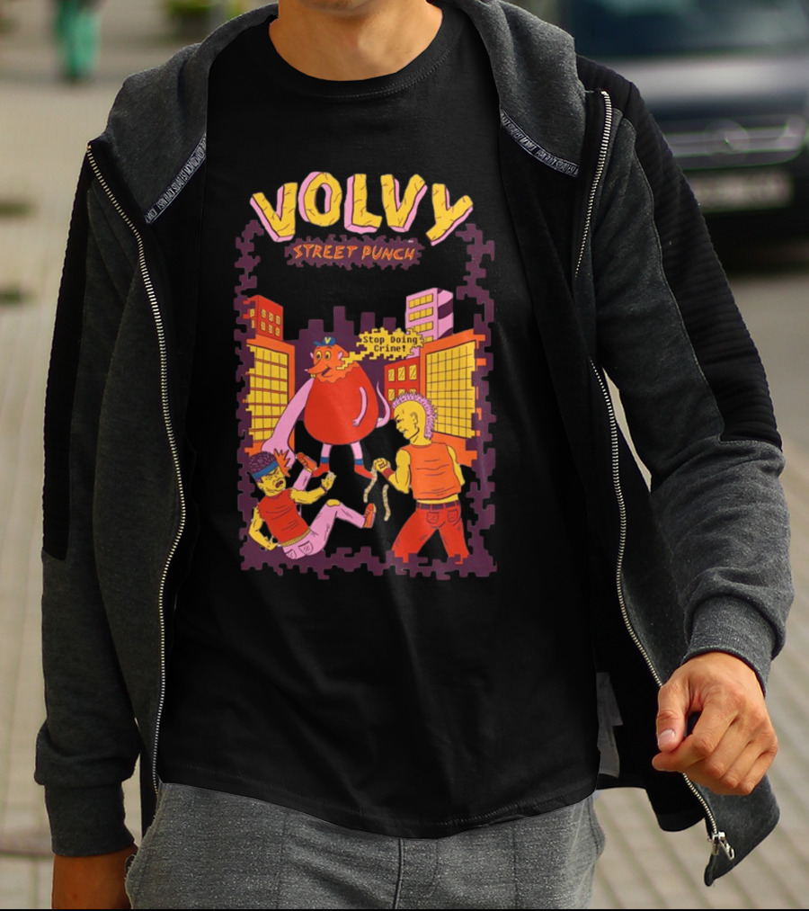 Volvy Street Punch Stop Doing Crime Retro Action T-Shirt