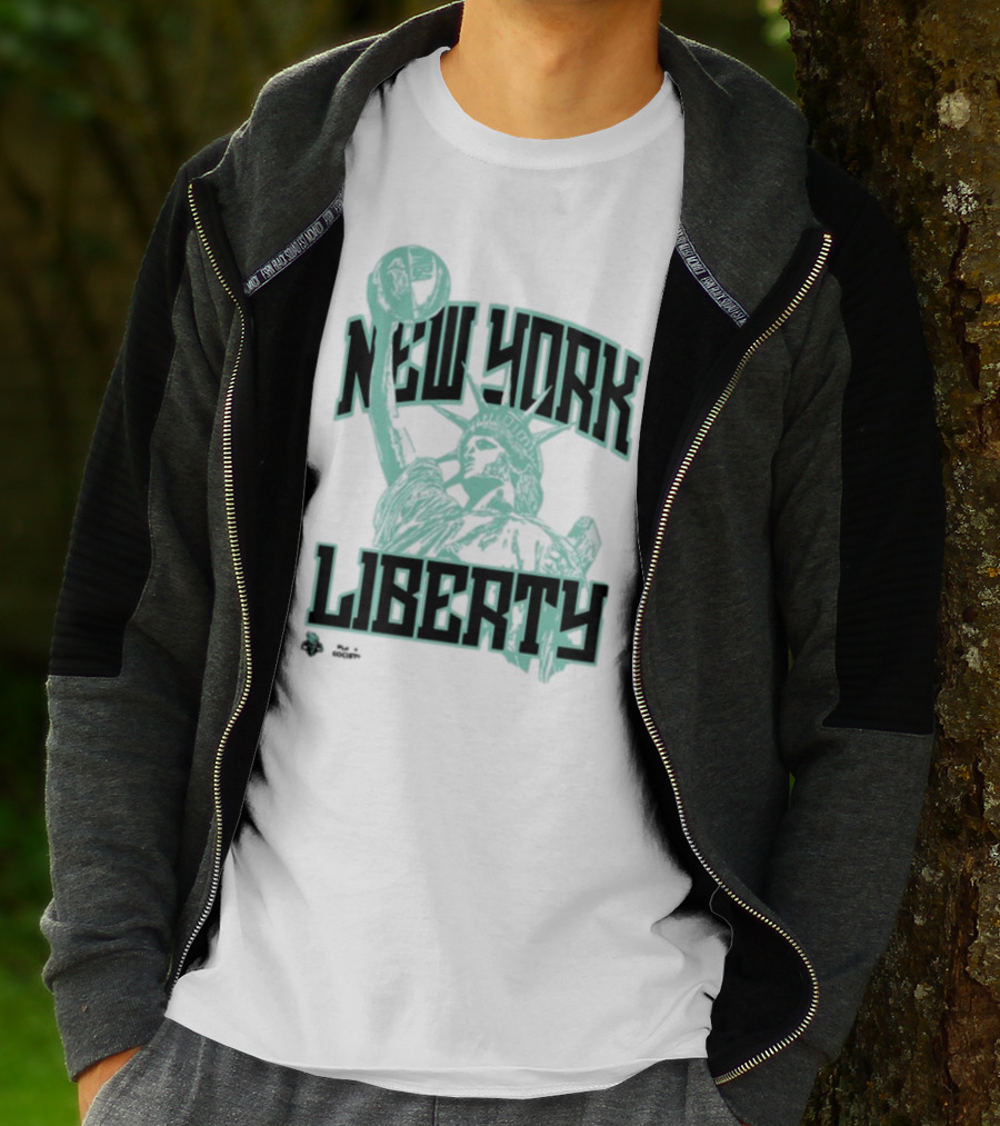 New York Liberty Playa Society Team Statue Of Liberty Basketball T-Shirt
