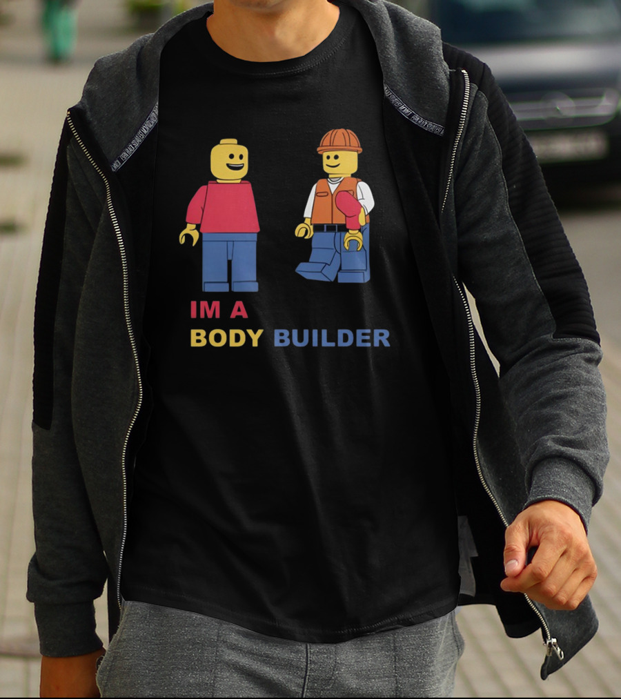 Lucca International I'm A Body Builder Lego Minifigures Construction Worker And Red-Shirted Figure T-Shirt
