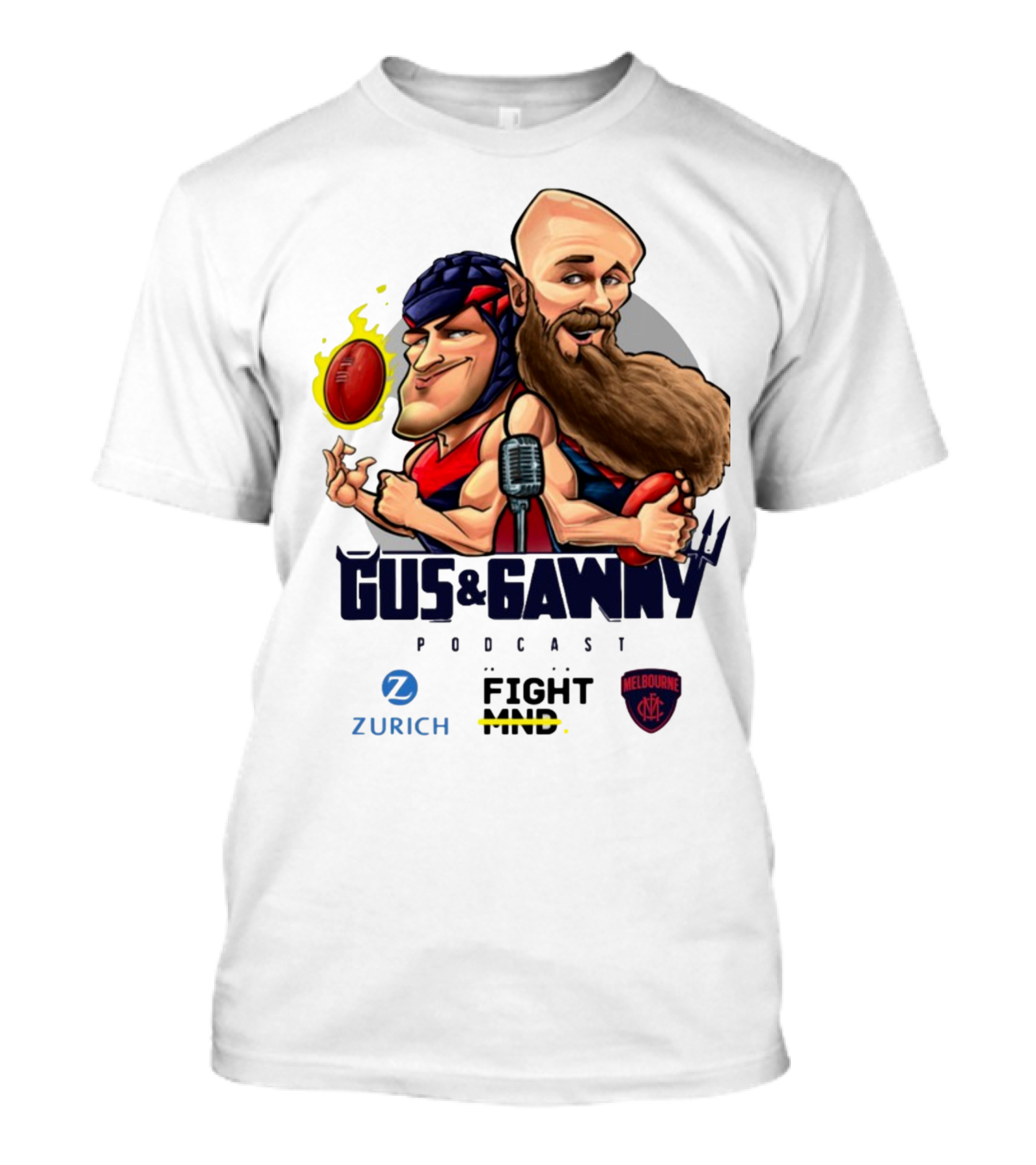Melbourne Demons Gus And Gawny Podcast Zurich Fight MND AFL Caricature T-Shirt