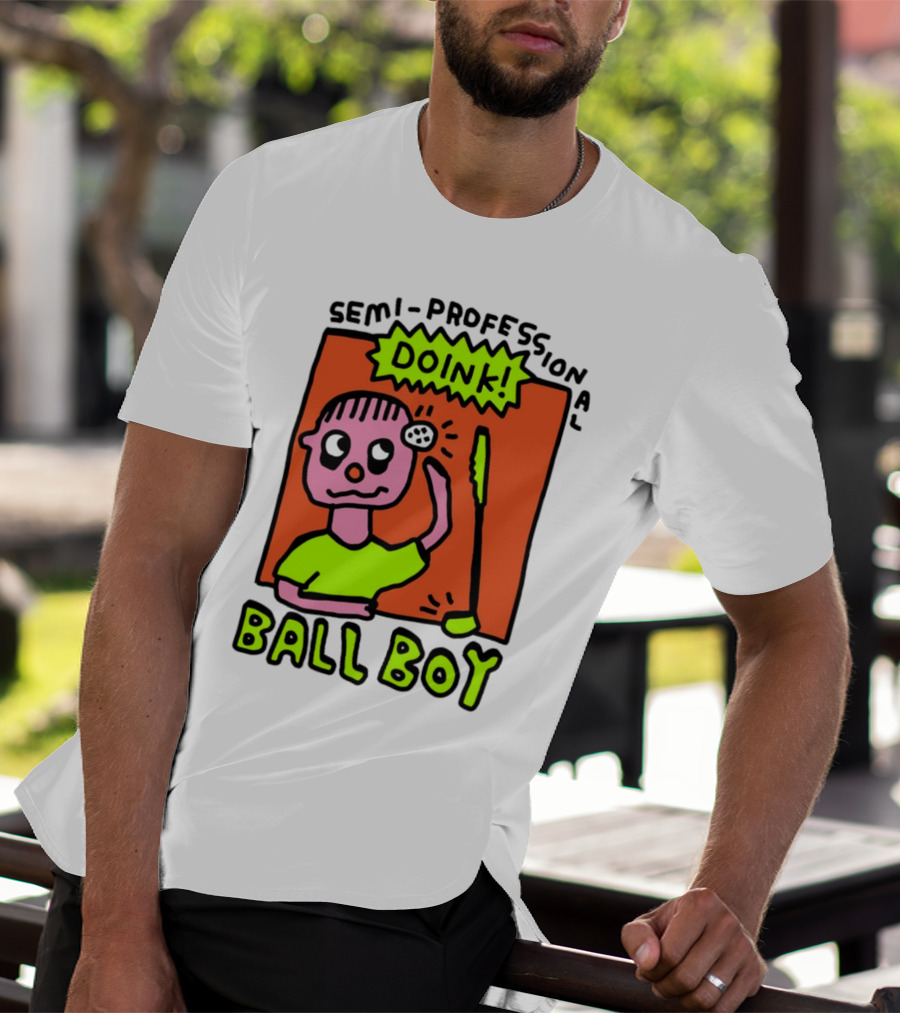 Semi-Professional Doink Ball Boy Comic Character With Club And Speech Bubble T-Shirt