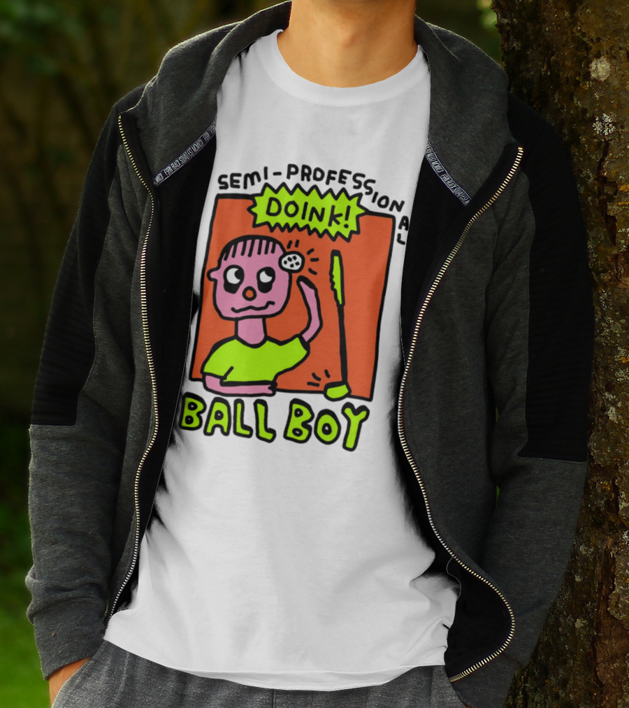 Semi-Professional Doink Ball Boy Comic Character With Club And Speech Bubble T-Shirt