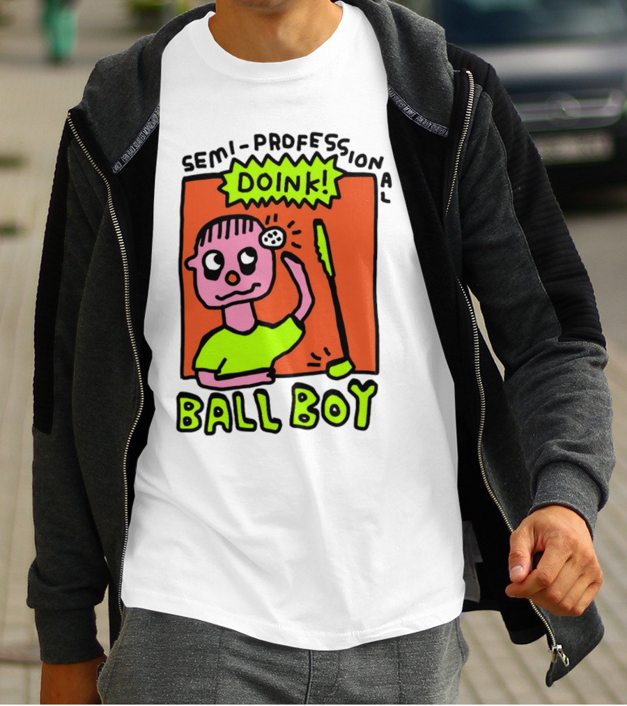 Semi-Professional Doink Ball Boy Comic Character With Club And Speech Bubble T-Shirt