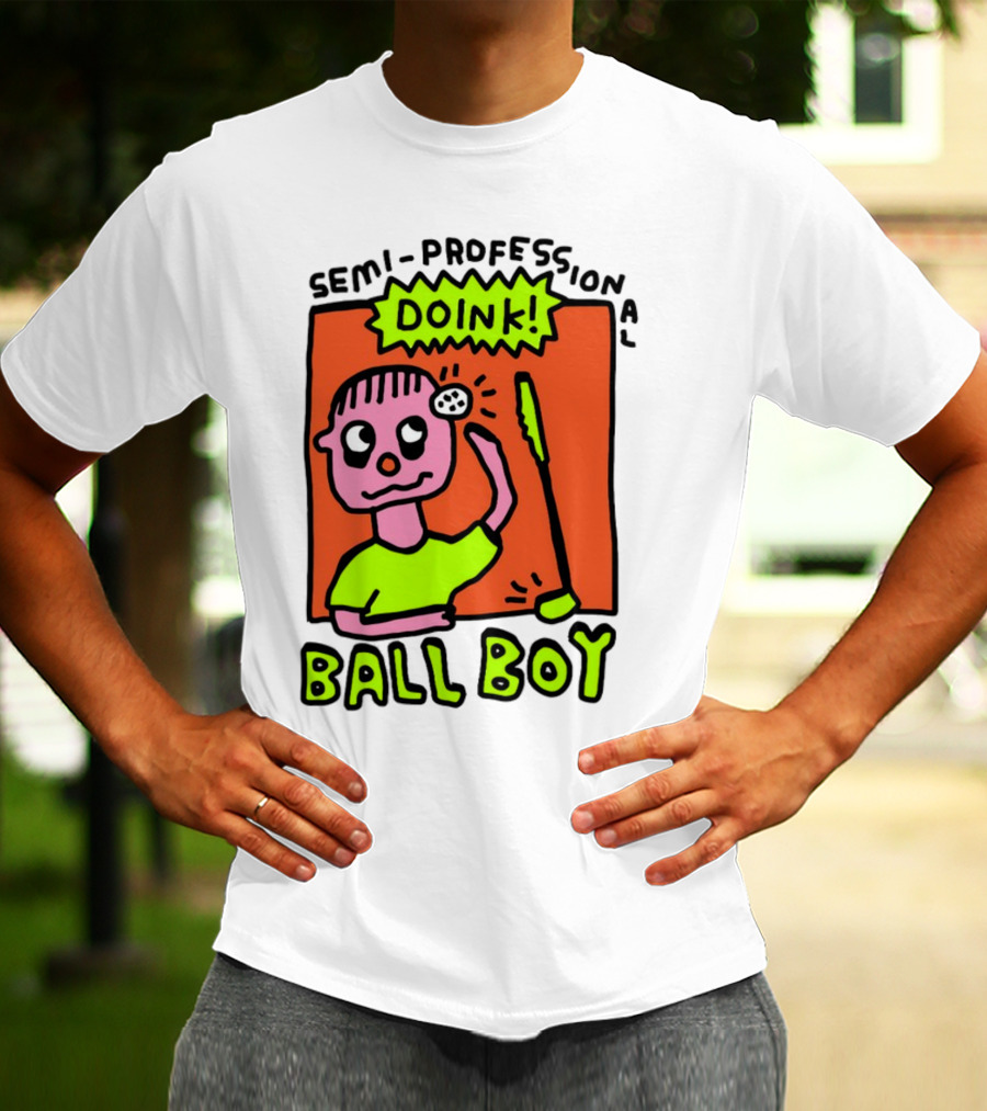 Semi-Professional Doink Ball Boy Comic Character With Club And Speech Bubble T-Shirt
