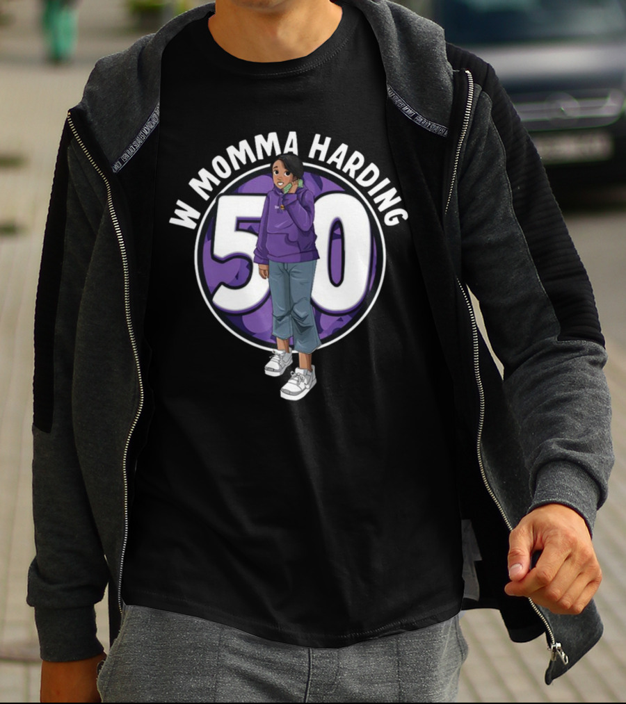 W Momma Harding 50 Purple Hoodie And Sneakers Cartoon T-Shirt