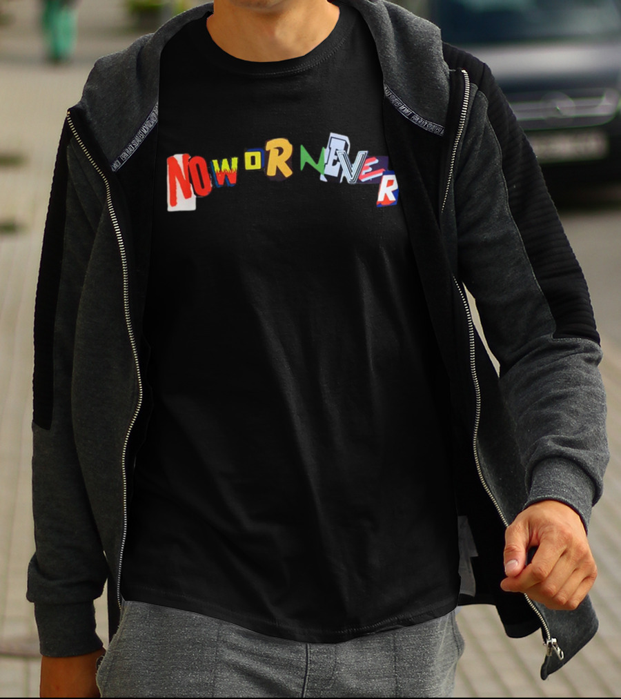 Ransom Now Or Never Vibrant Text Collage T-Shirt