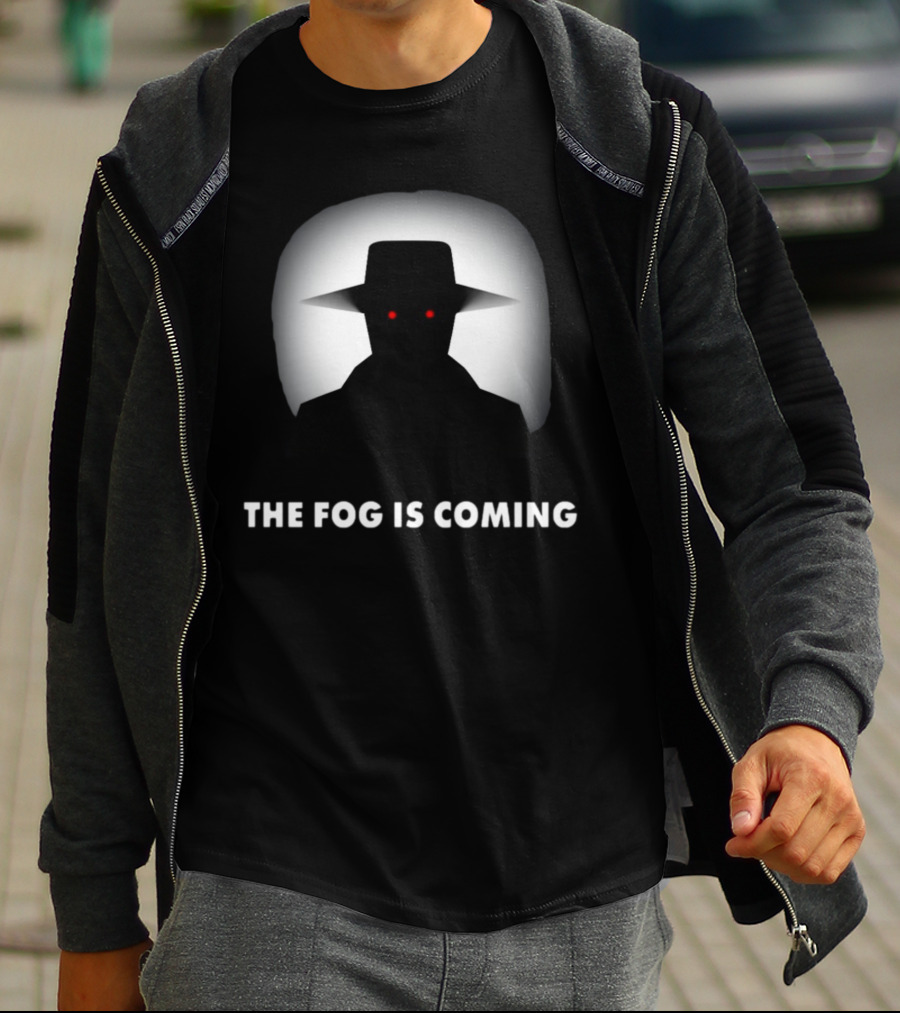 The Fog Is Coming Mysterious Shadow With Red Eyes And Hat T-Shirt