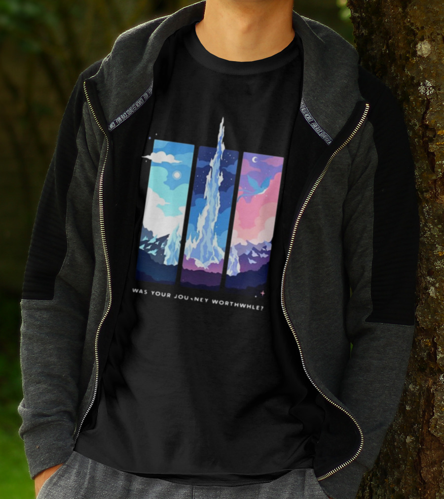 Was Your Journey Worthwhile Cosmic Mountain Sky Triptych T-Shirt