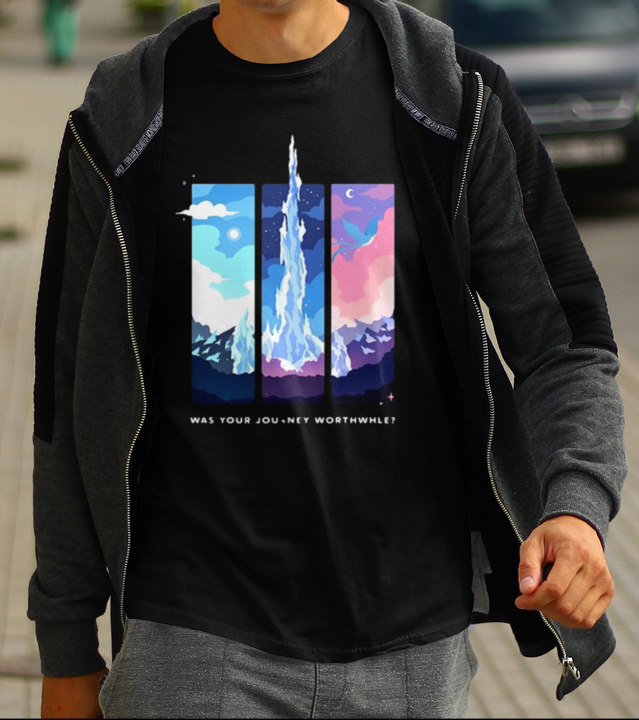 Was Your Journey Worthwhile Cosmic Mountain Sky Triptych T-Shirt
