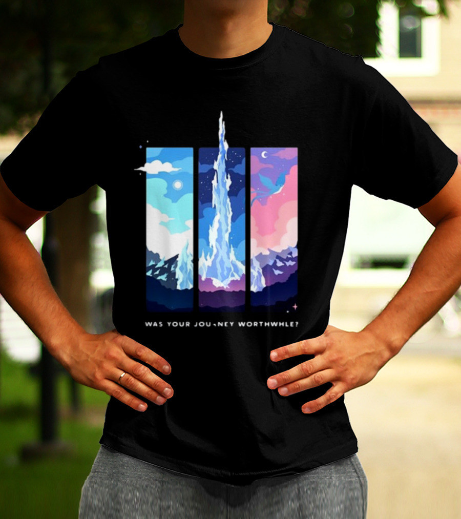 Was Your Journey Worthwhile Cosmic Mountain Sky Triptych T-Shirt
