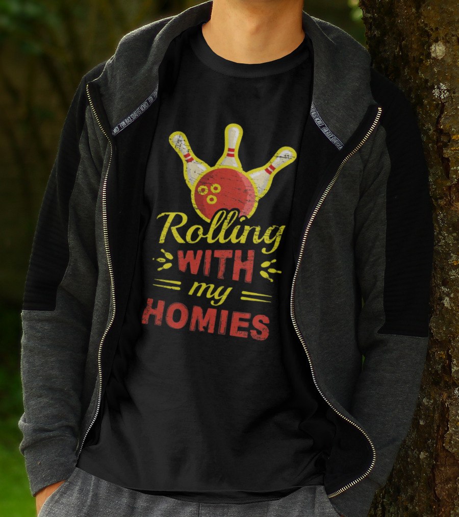 Rolling With My Homies Bowling Pin Strike T-Shirt