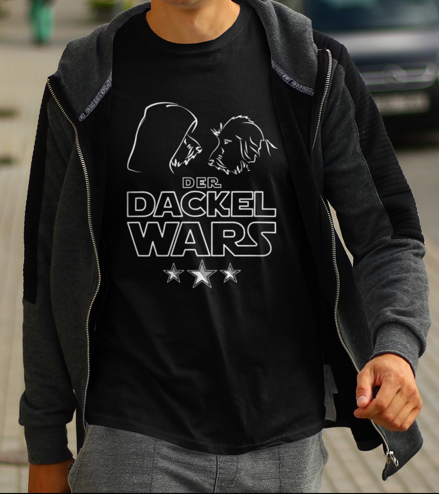 Der Dackel Wars Star Dachshund Battle Scene T-Shirt