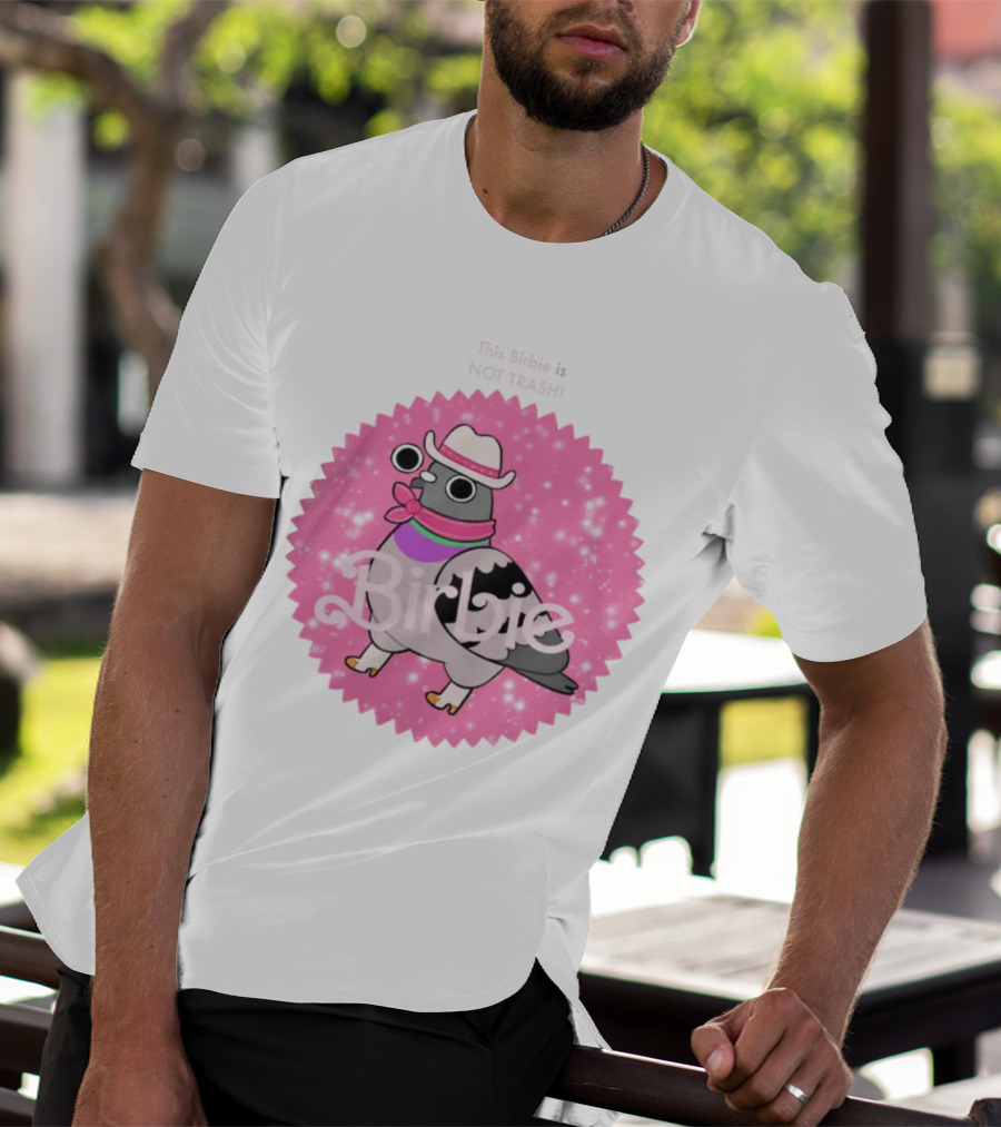 This Birbie Is Not Trash Birbie Pink Sparkle Cowboy Hat Pigeon T-Shirt