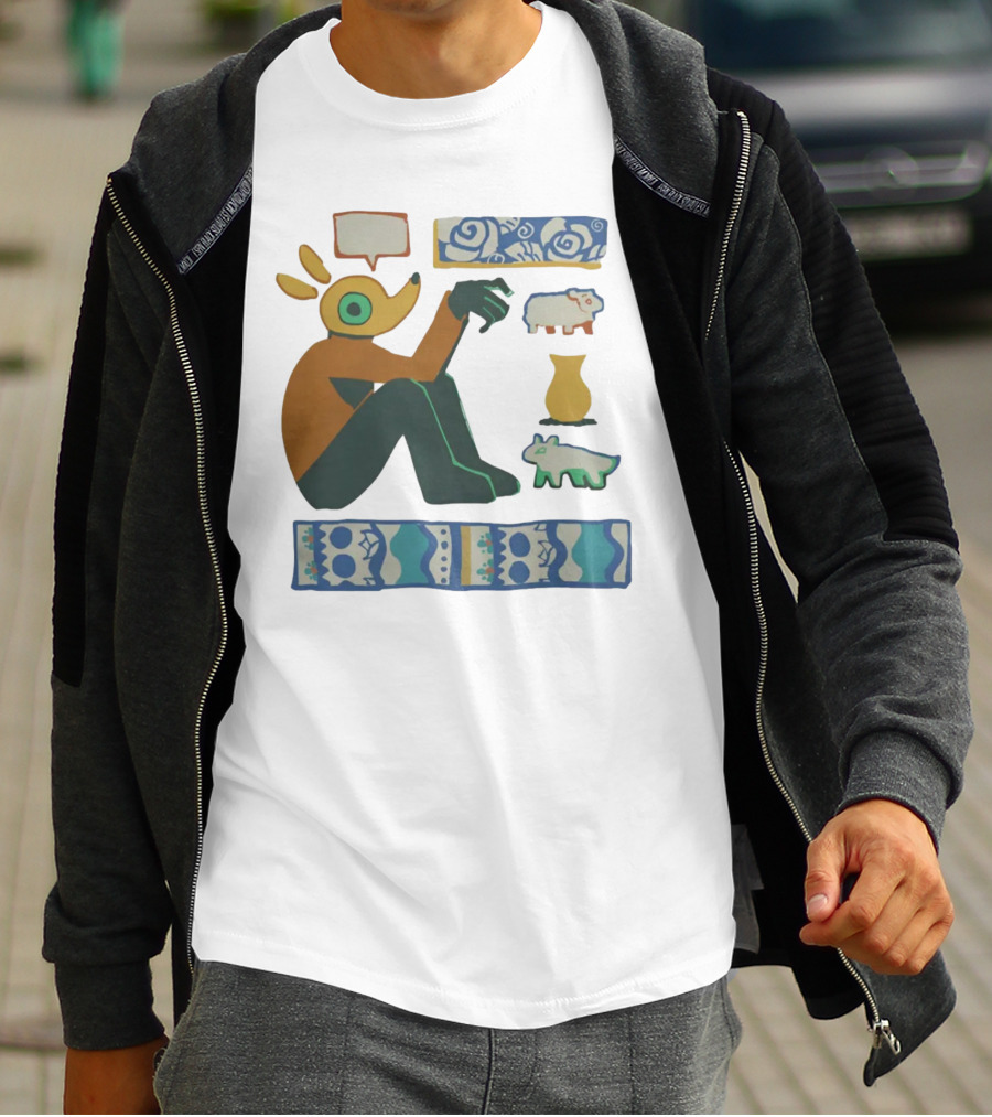 Trickleyt Homunculus Deer Character With Floral And Sheep T-Shirt