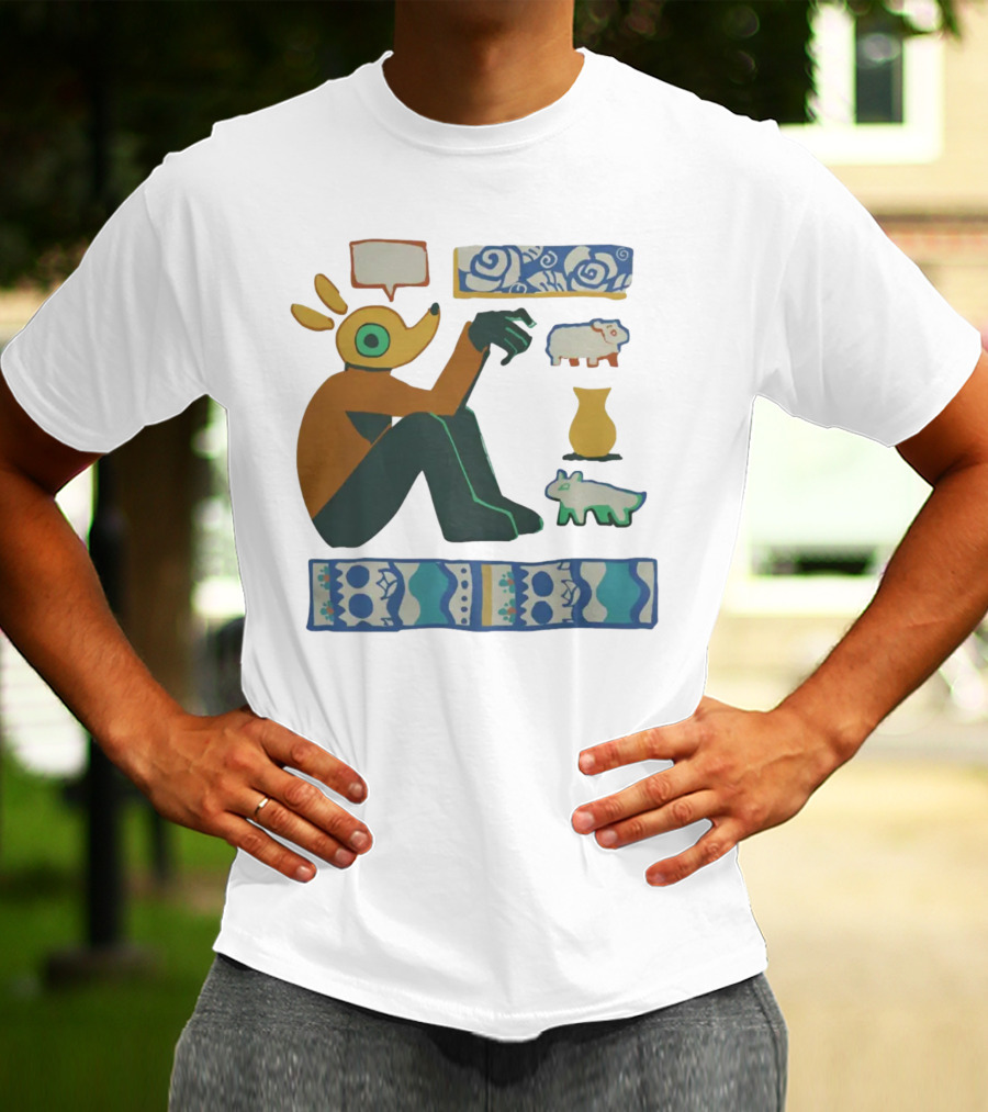 Trickleyt Homunculus Deer Character With Floral And Sheep T-Shirt