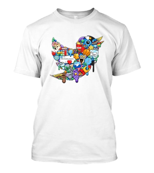 Oneteam Larry Twitter Collage With Doge Basketball Heart Jar And Hello Literally Everyone Conversation T-Shirt