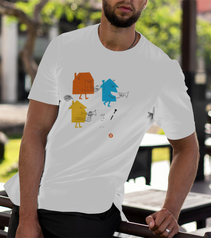 4 Houses Colorful Cartoon Characters T-Shirt