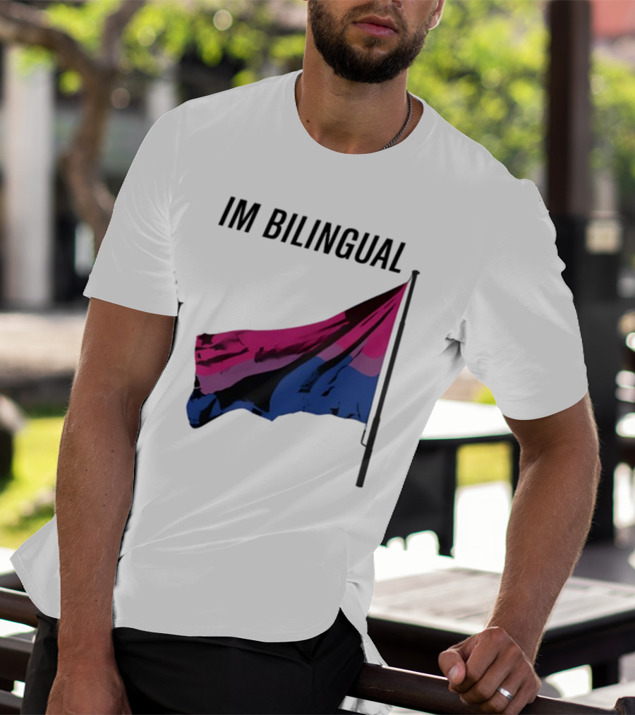 IM Bilingual Flag With Pink Purple And Blue Stripes T-Shirt