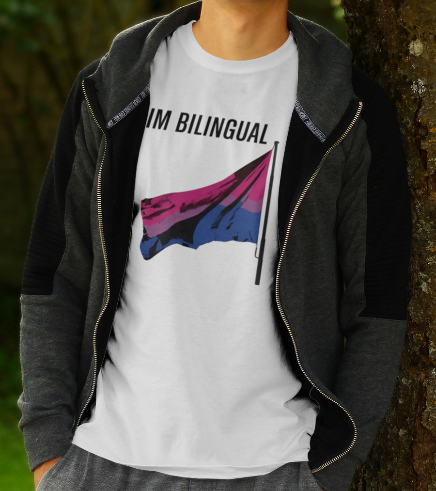 IM Bilingual Flag With Pink Purple And Blue Stripes T-Shirt