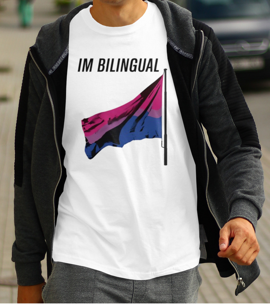 IM Bilingual Flag With Pink Purple And Blue Stripes T-Shirt