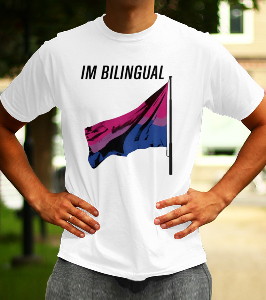 IM Bilingual Flag With Pink Purple And Blue Stripes T-Shirt