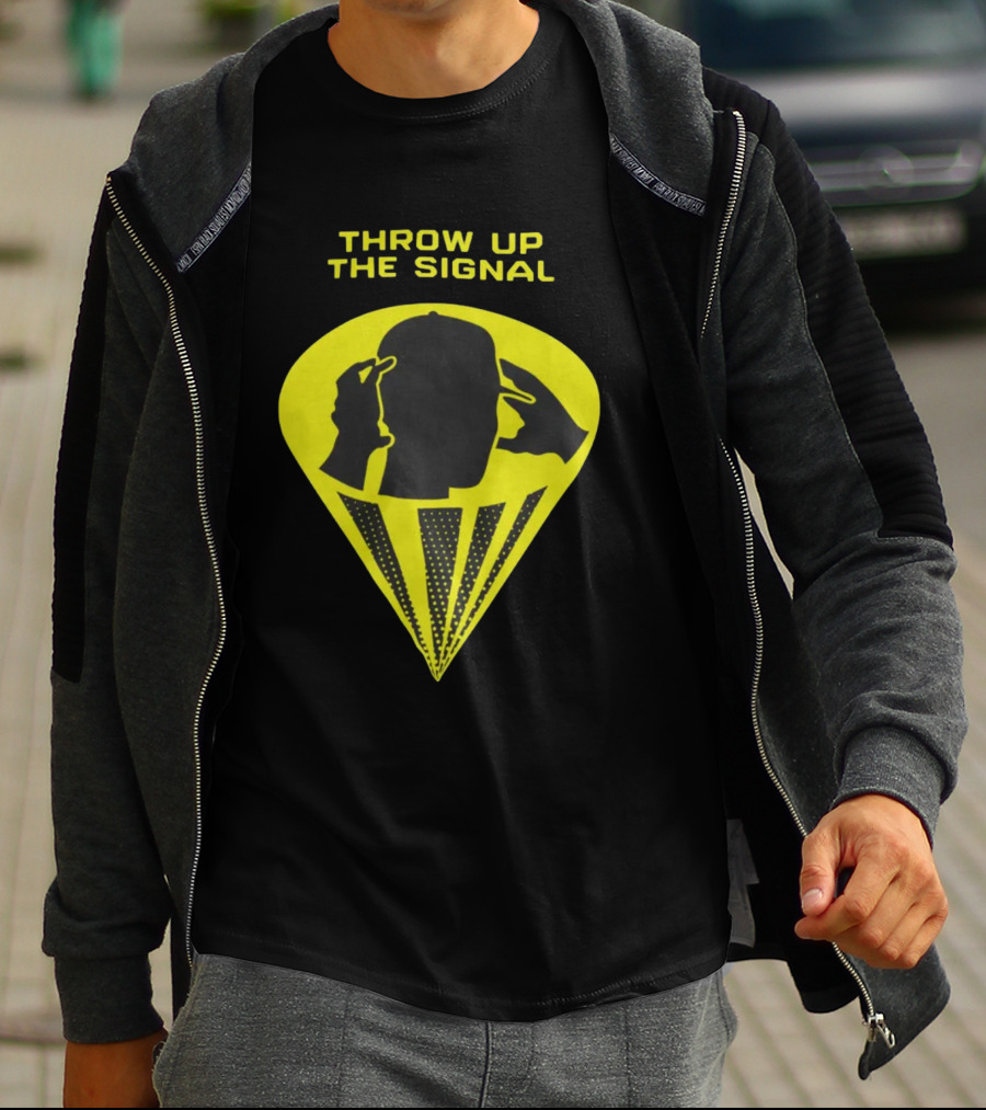 Trainboy100 Throw Up The Signal Iconic Head Silhouette With Light Beams T-Shirt