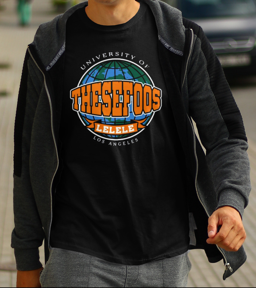 University Of These Foos Lelele Los Angeles Globe Orange T-Shirt
