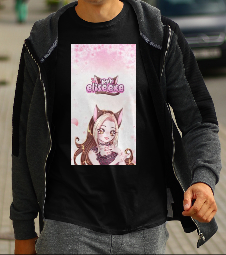 Elisedotexe Elise Exe Manga Character Aesthetic With Cat Ears And Sakura Blossoms T-Shirt