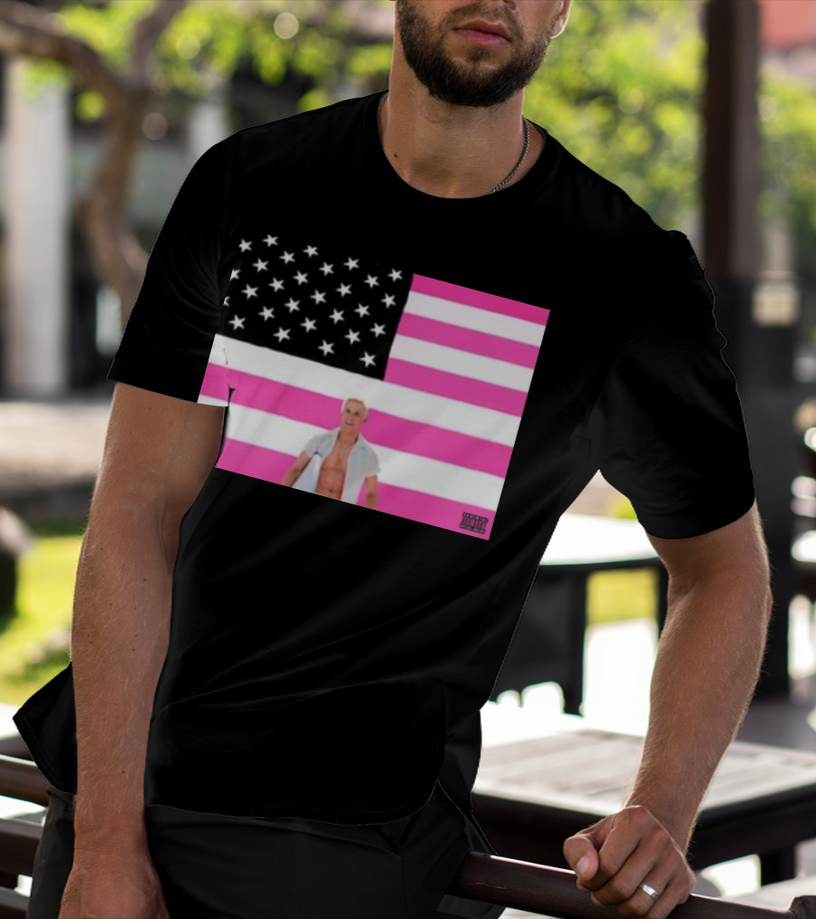 Ryan Gosling Pink Ish Tape American Flag Stars Explicit Content T-Shirt