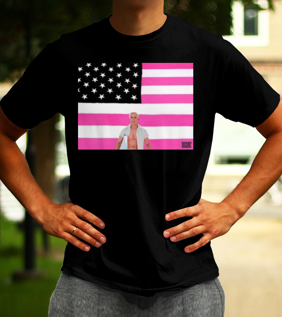 Ryan Gosling Pink Ish Tape American Flag Stars Explicit Content T-Shirt