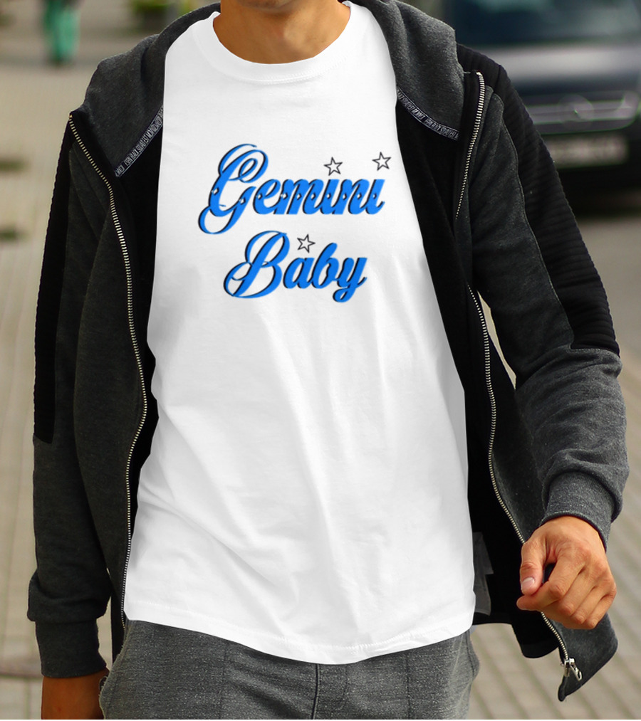 Beabadoobee Gemini Baby Blue Script With Stars T-Shirt