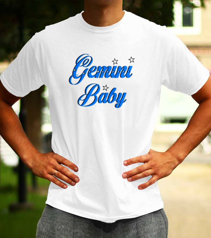 Beabadoobee Gemini Baby Blue Script With Stars T-Shirt