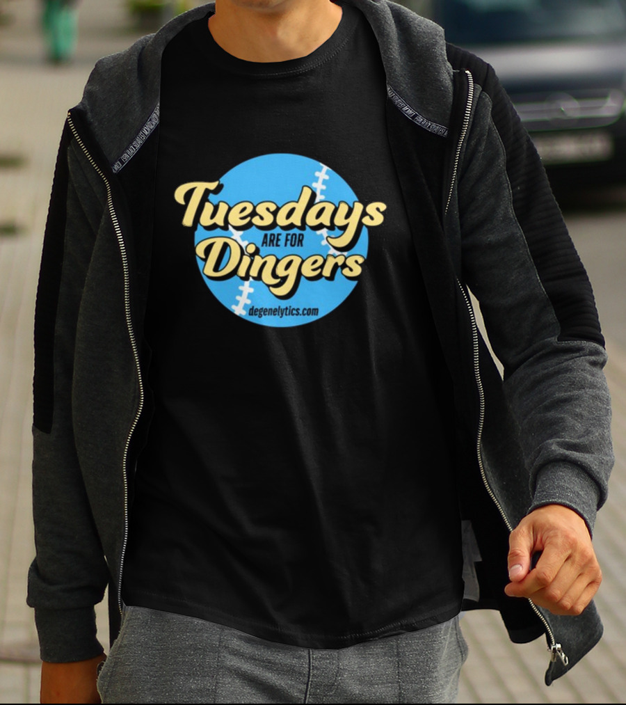 Tuesdays Are For Dingers Degeneltyics.com Football Stitch T-Shirt