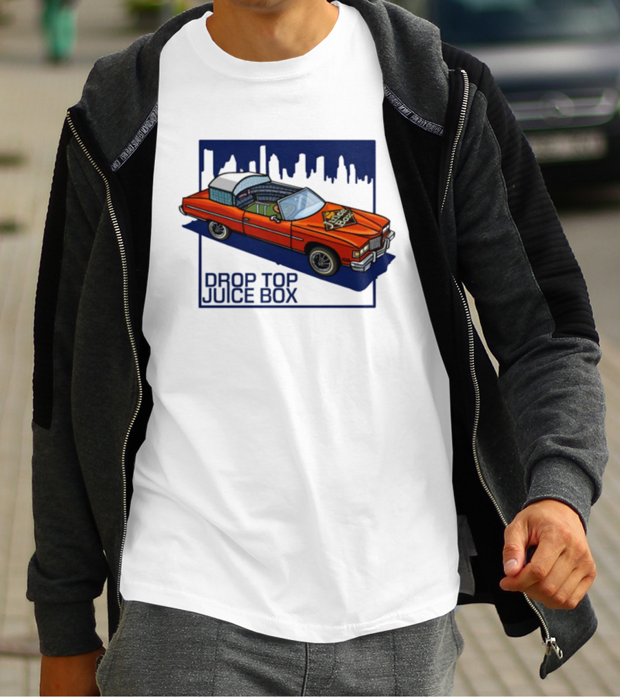 Droptop Juicebox Convertible With City Skyline In Background T-Shirt