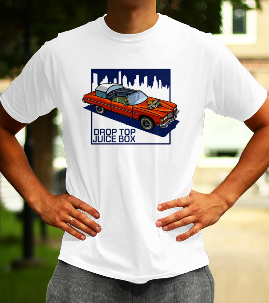 Droptop Juicebox Convertible With City Skyline In Background T-Shirt