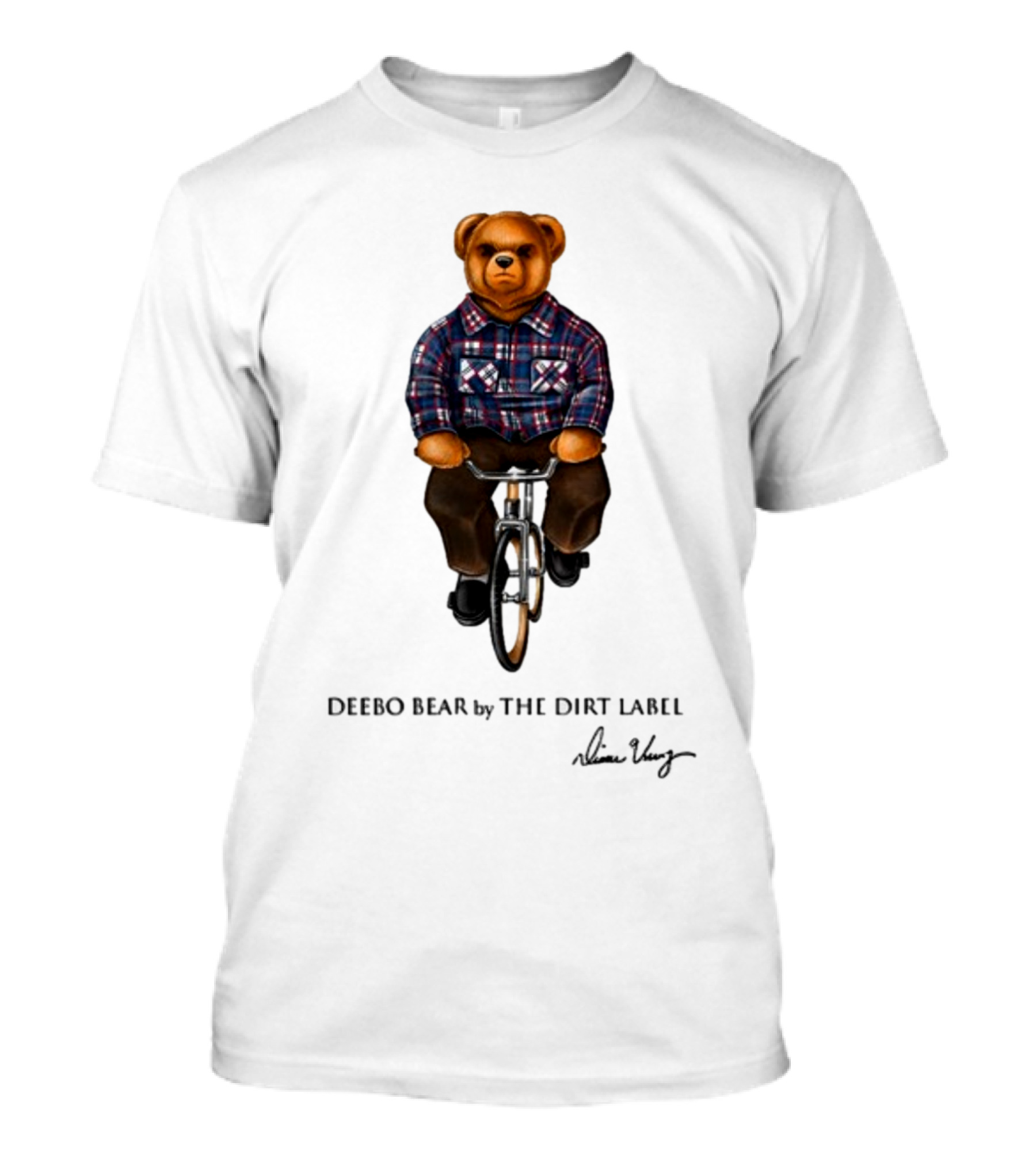 Deebo Bear Biking Plaid Style By The Dirt Label T-Shirt