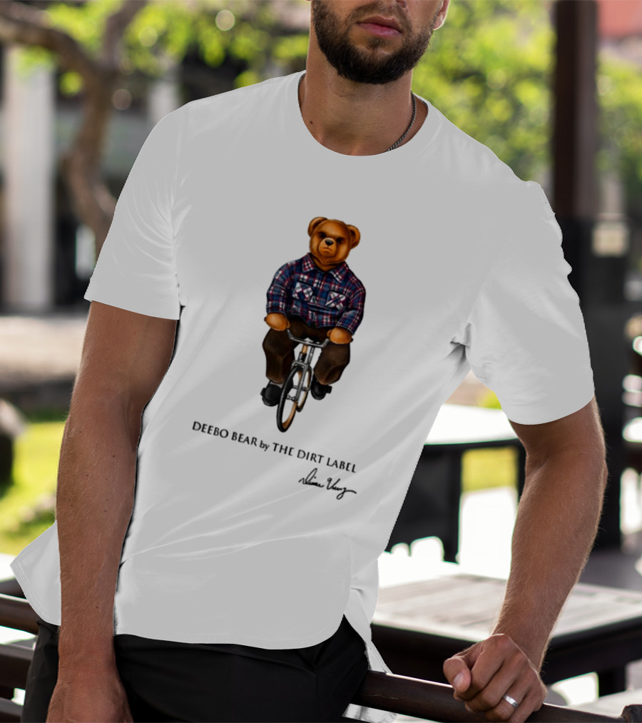 Deebo Bear Biking Plaid Style By The Dirt Label T-Shirt