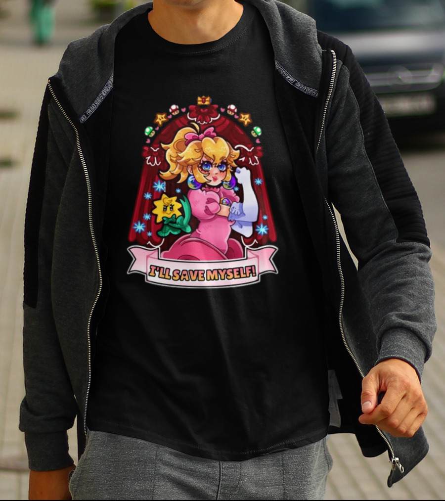 Jamealipuff I'll Save Myself Princess Parody With Flowers And Stars T-Shirt
