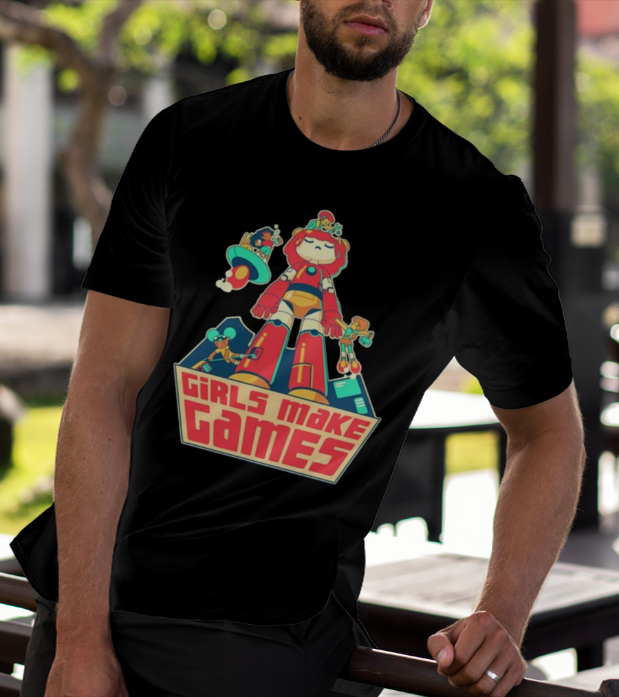 Castpixel Girls Make Games Robot Adventure Scene T-Shirt
