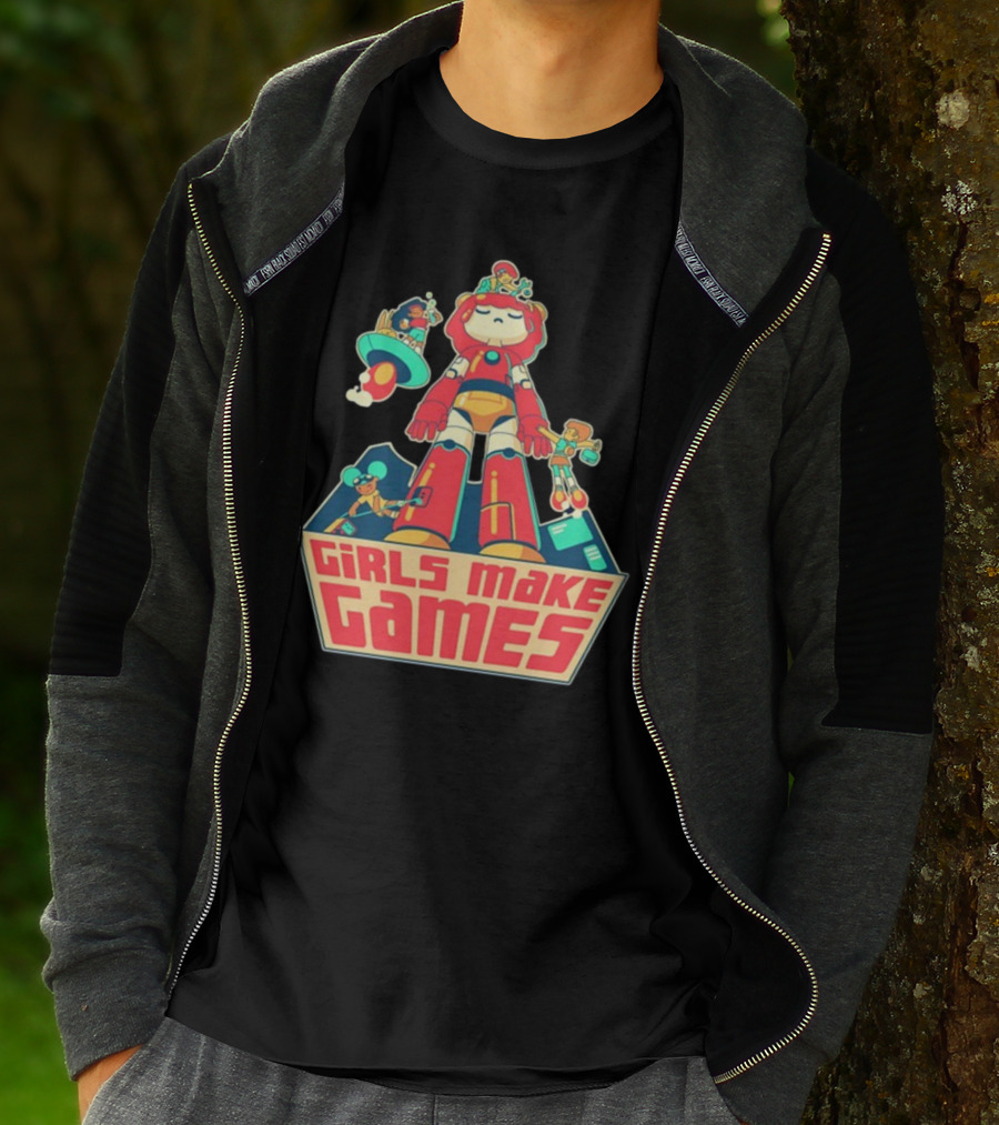 Castpixel Girls Make Games Robot Adventure Scene T-Shirt