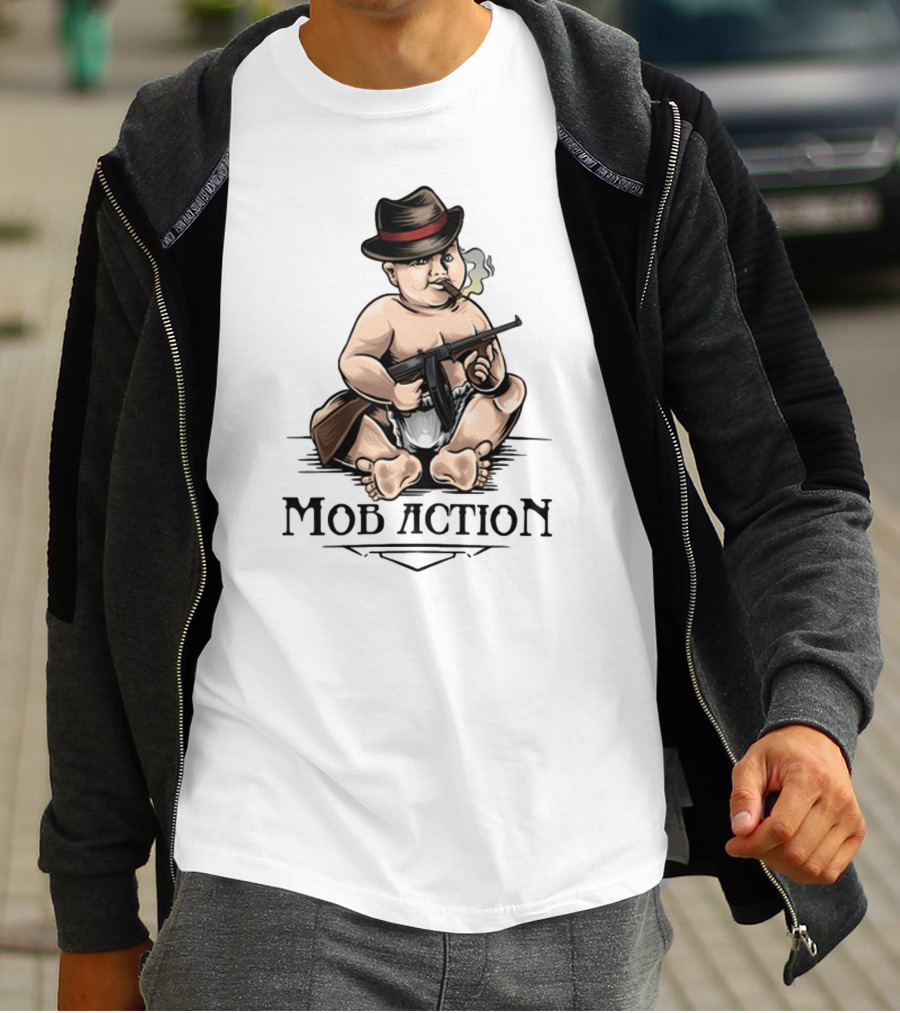 Jackass Baby Capone Mob Action Cigarette Fedora Gun T-Shirt