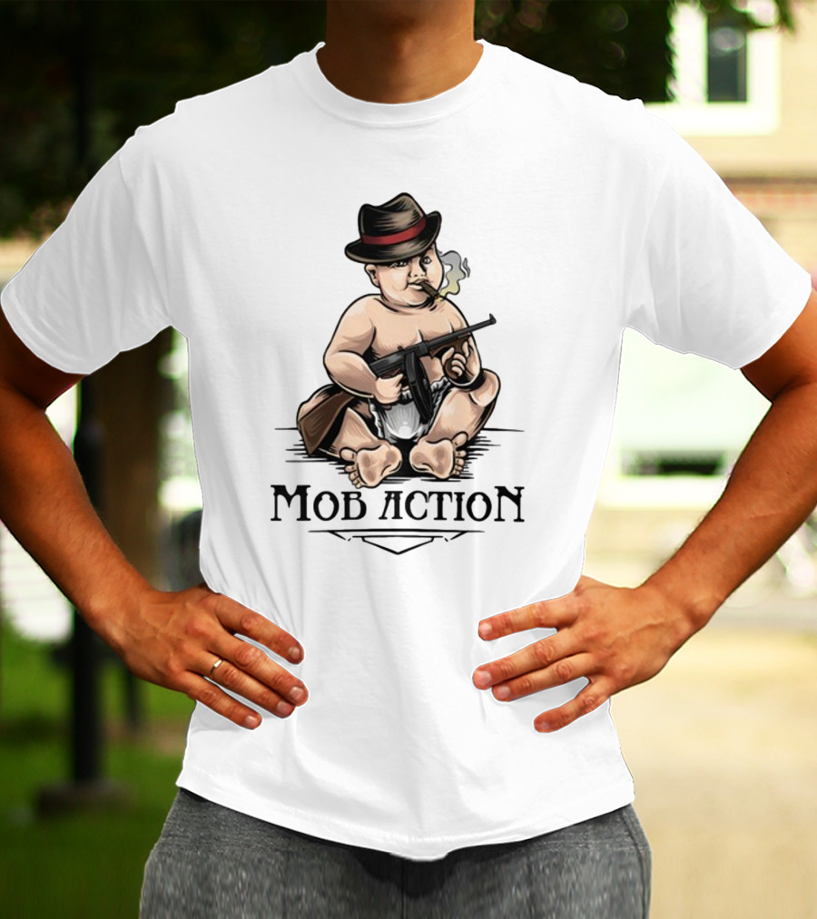 Jackass Baby Capone Mob Action Cigarette Fedora Gun T-Shirt