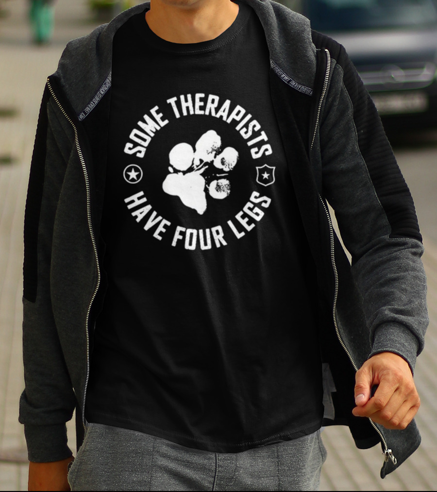 Some Therapists Have Four Legs Dog Paw Stars Badges T-Shirt