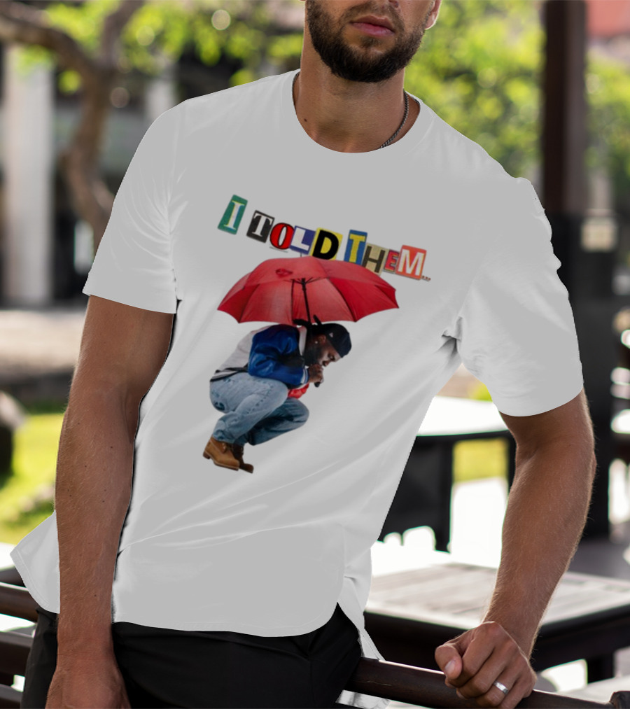 I Told Them Burna Boy Red Umbrella Crouching Pose T-Shirt