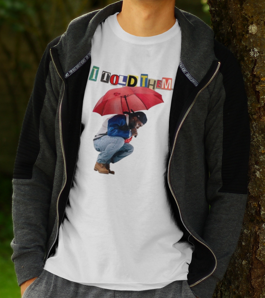 I Told Them Burna Boy Red Umbrella Crouching Pose T-Shirt