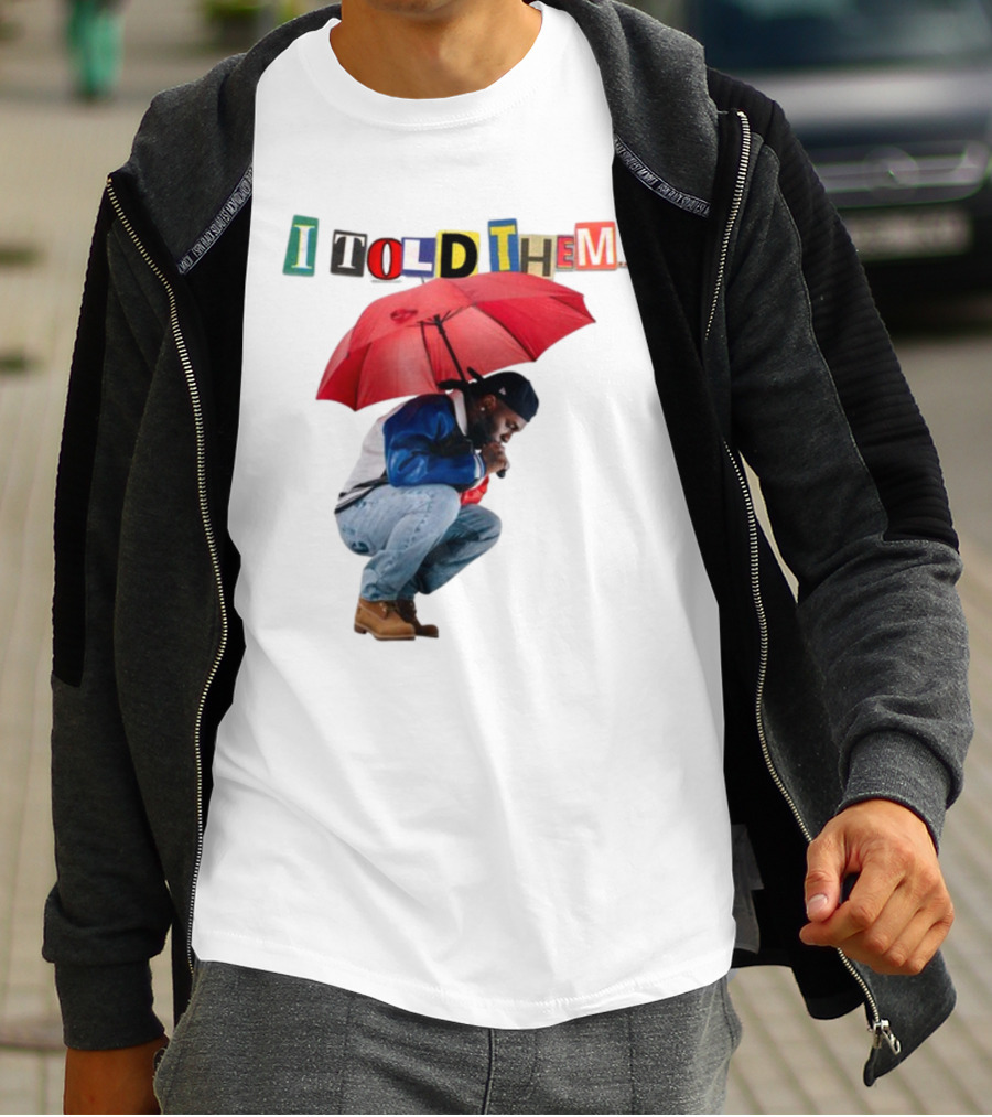 I Told Them Burna Boy Red Umbrella Crouching Pose T-Shirt