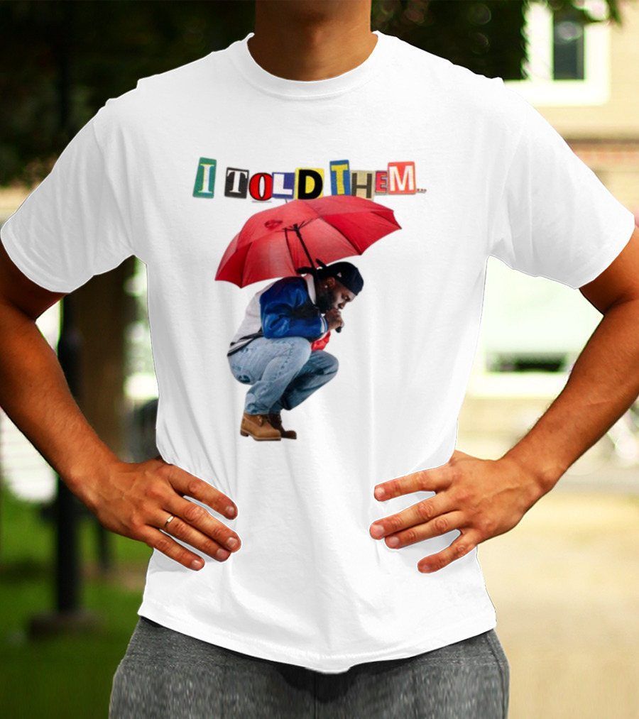 I Told Them Burna Boy Red Umbrella Crouching Pose T-Shirt