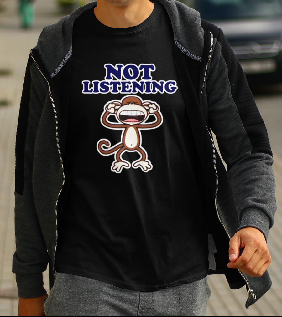 Bobbyjack Not Listening Monkey Covering Ears T-Shirt