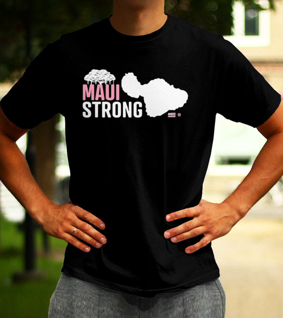 Maui Strong Relief Hawaiian Island Map With Flag T-Shirt